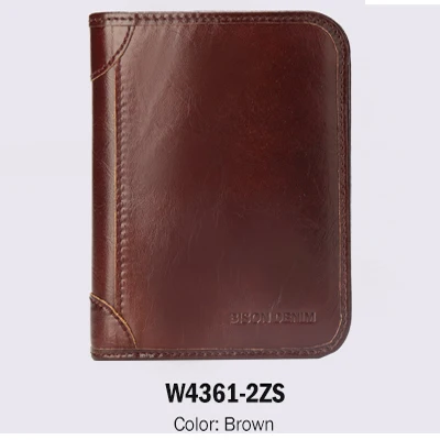 BISON DENIM Genuine Leather RFID wallet Men red brown vintage purse card holder Brand men wallets dollar price Male Purse 4361 - Цвет: brown