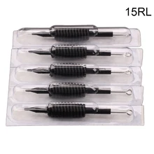 Черный кремний 15RL 30 x одноразовые насадки для тату-трубки с иглы в ассортименте 3/"(19 мм) для татуировки пистолет иглы, Круглый наконечник