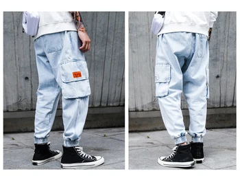 

Men’s Jeans Denim Trousers Cargo Combat Retro Pencil Pants Slim Fit Classic Casual Work Wear Trend Hip Hop for Young Boys