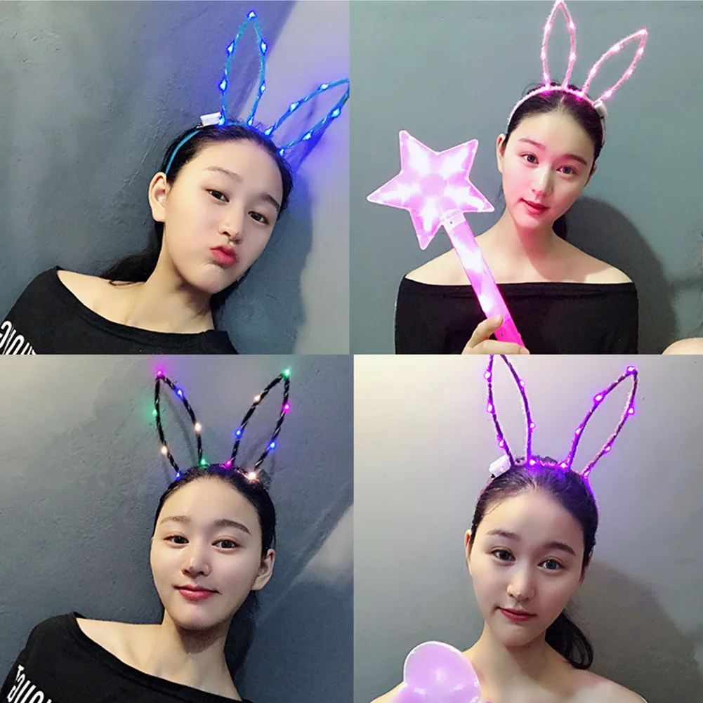 

Cute Bunny Creative LED Flashing Headband Light Up Hair Band Funny Easter Holiday Decoration Party Accessory