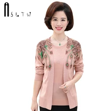 ASLTW настоящий комплект из двух предметов, свитер,, модный осенний женский свитер с круглым вырезом, костюмы, рубашка+ кардиган, женские комплекты