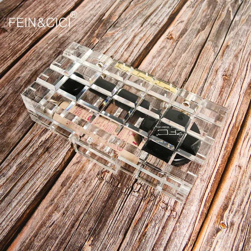 

Clear acrylic day clutch Purse women transparent plastic ice box bag Dubai girl vintage luxury party handbag 2019 new summer bag