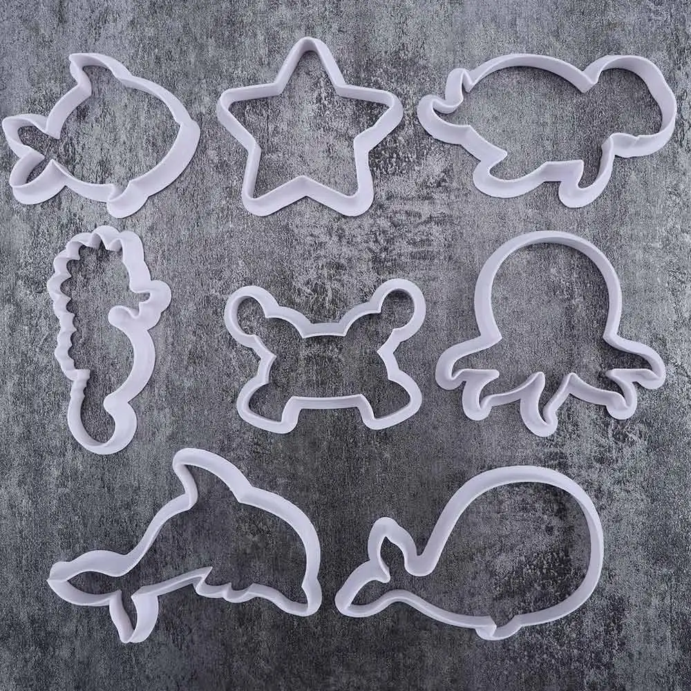 

8pcs/set Sea Creatures Cookie Cutter Mold Eco-friendly Plastic Fondant Cake Tools Chocolate Biscuit Moulds Decorative Tool
