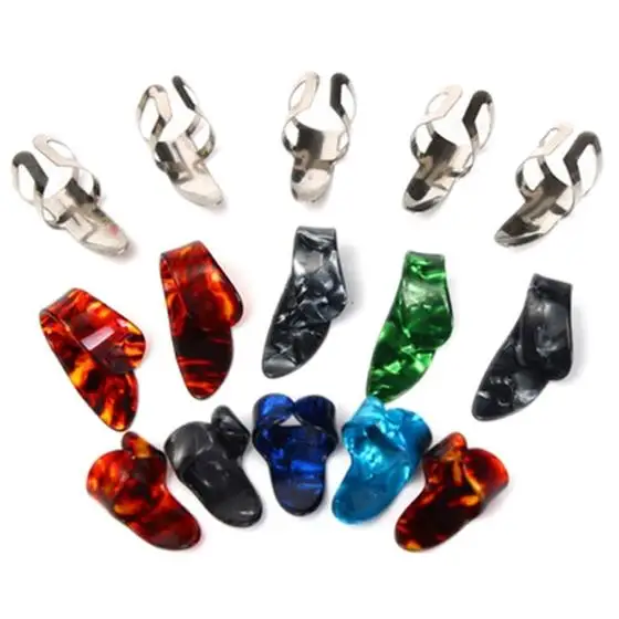 Box of 15PCS Stainless Steel Thumb Finger Guitar Picks Nail Pickingin