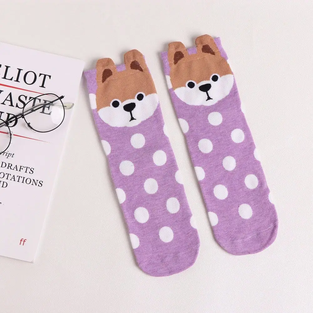 1 пара милых носков для лица собаки точка женские хлопковые смесовые носки кошки маленькие уши животные забавные носки корейский Harajuku Kawaii Прямая поставка