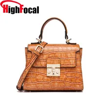 HIGHFOCAL женская сумка из натуральной кожи сумка с текстурой под кожу крокодила сумки через плечо для женщин Новое поступление сумка