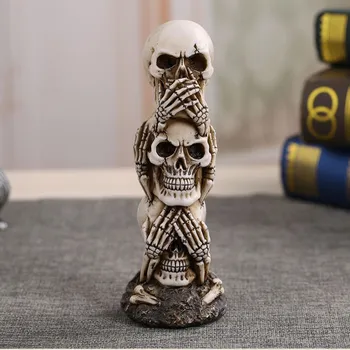 

Resin Skull Statues Home Decor Hand Carved Skeleto Arts Figurine Crafts Home Decoration Accessories Party Bar Halloween Gift