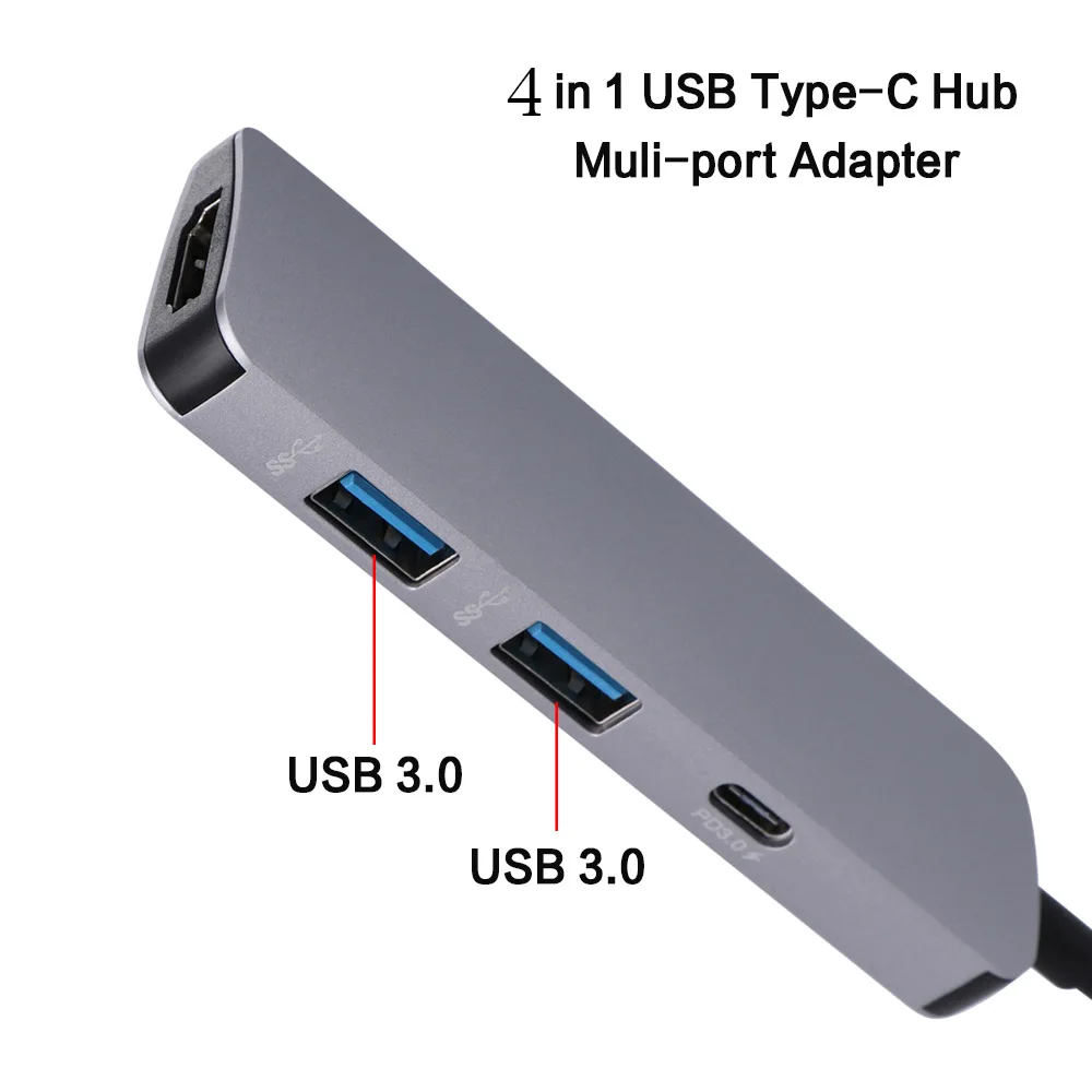 4 в 1 type C концентратор 4K HDMI выход 2 USB 3,0 порт USB-C конвертер многопортовый адаптер для Mac Book Pro Chromebook