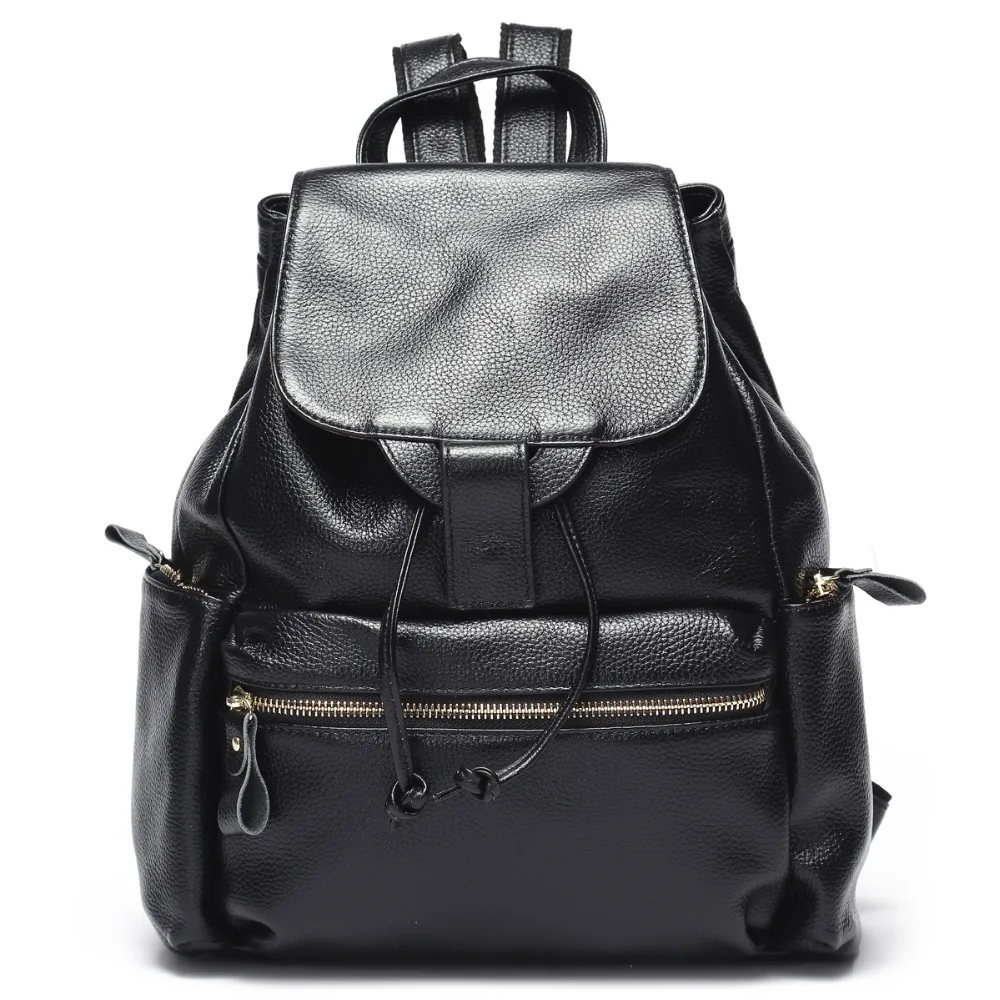 New Geniune Leather Backpack Black Women Leather Backpack Designer ...