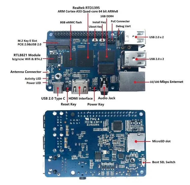 Banana Pi BPI M4 Realtek RTD1395 ARM 64 bit плата