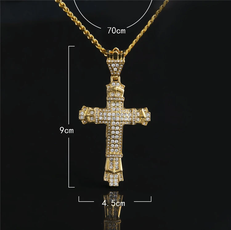 Gold Cross Necklace Pendant Diamond 