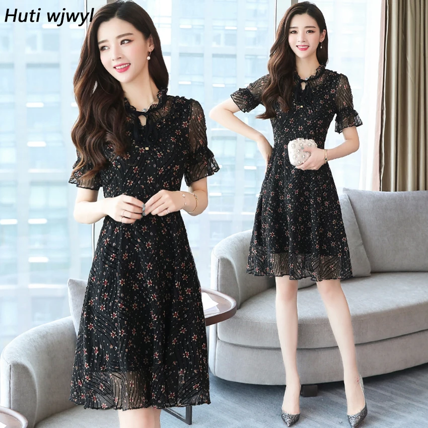 

Plus size Summer Floral Chiffon Female Sexy sundress 2019 Elegant Women Beach Midi dresses sarafans Casual Party Dress Vestidos