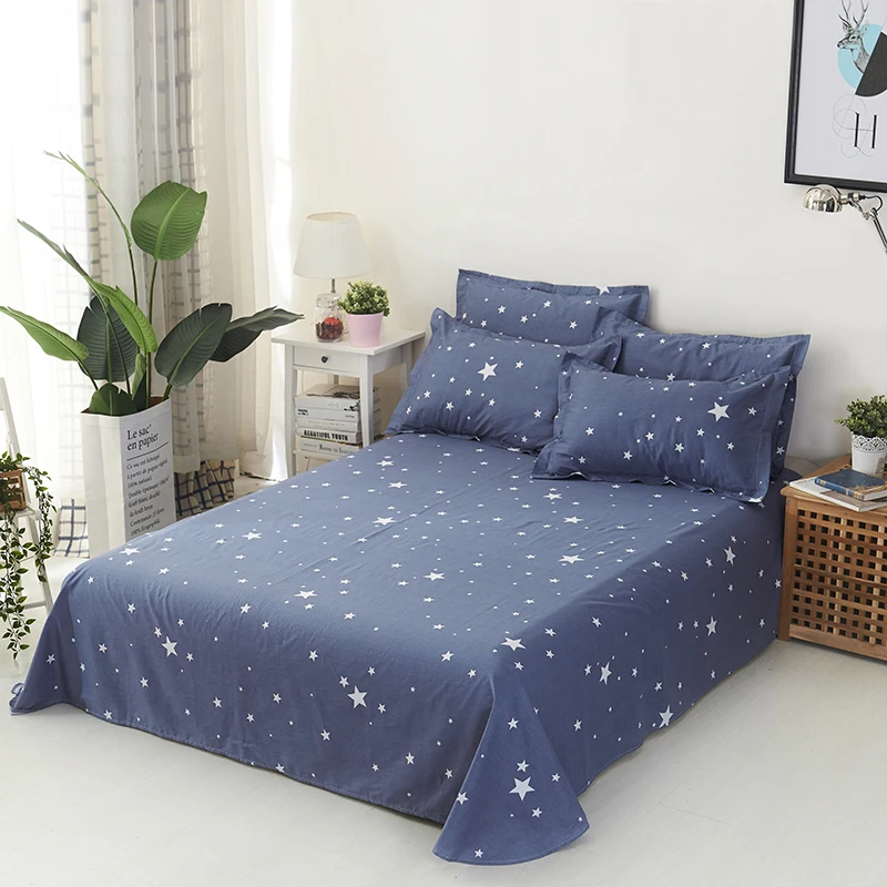 

3PC Flat Sheet Bed Sheet Linen 100% cotton Recative Printing Sanding Fabric For Adult Single Double Bed Fit Twin Full Queen