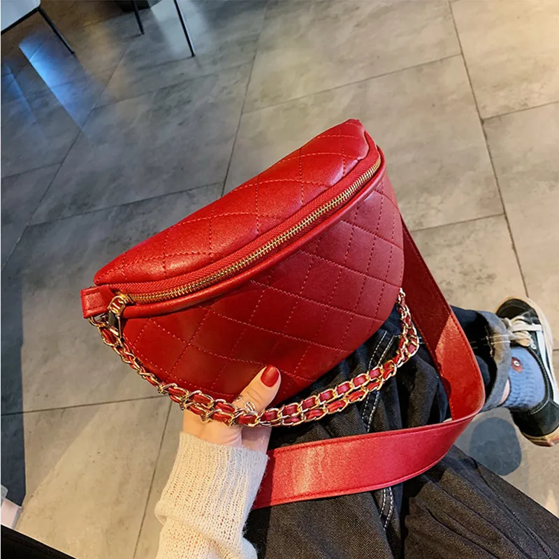 

Free delivery 2019 new fashion Korean version single-shoulder cross-body bag hardware chain diamond lattice fashion should