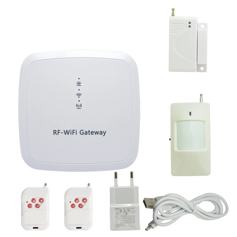 

New Smart Home security RF WIFI gateway Alarm system with APP Control Door open alarm Self defense smoke fire alarm detector