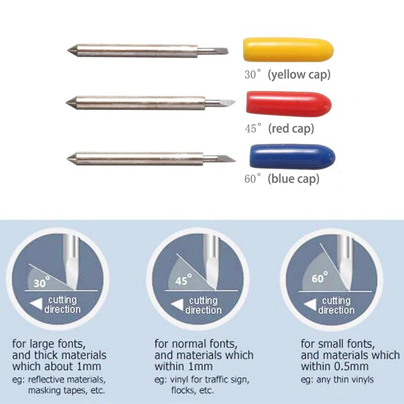 30 шт. 30 45 60 градусов Roland Cricut режущий плоттер виниловый резак лезвия ножей офсетные