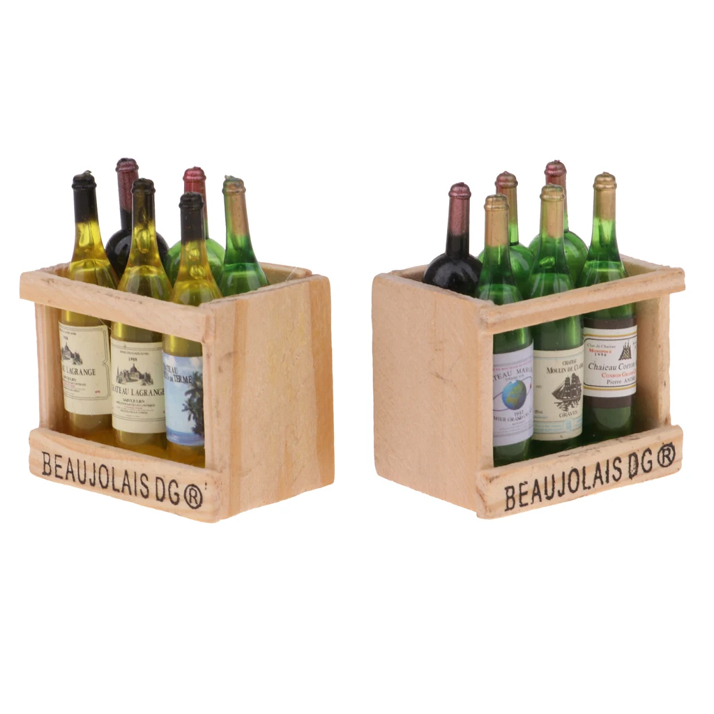 12Pieces Modern Design Kitchen Bar Decoration Drink Wine Juice Champagne Beer Bottles For 1:12 Scale Dollhouse Ornament