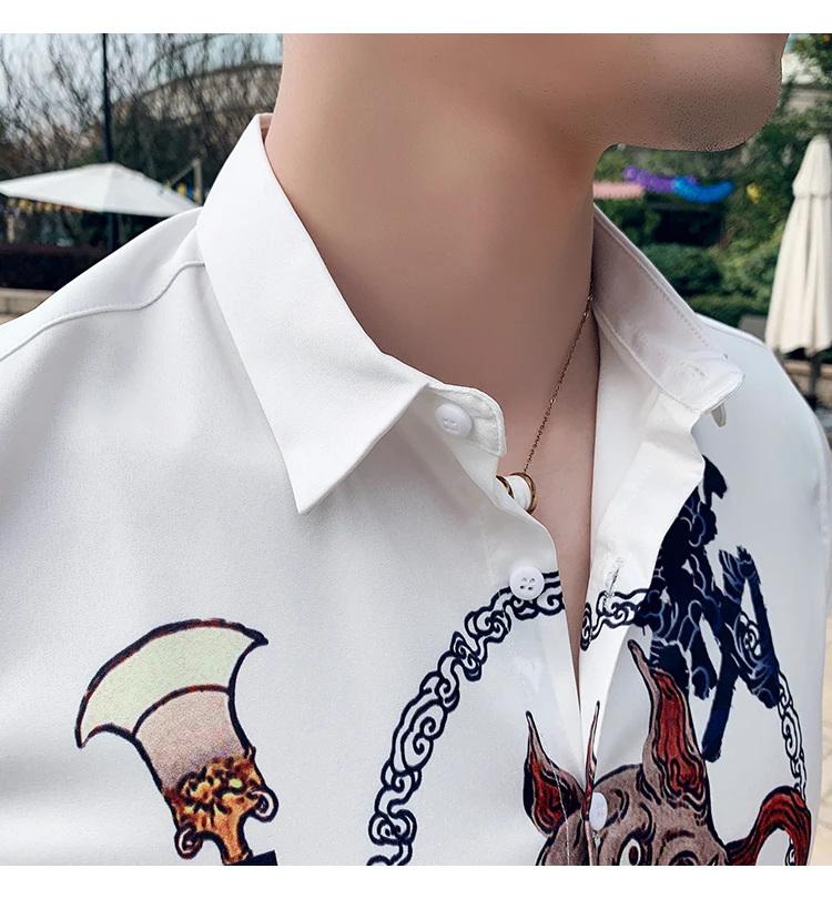 Повседневная мужская рубашка с коротким рукавом с животным принтом, рубашки для мужчин, гавайская рубашка, одежда для смокинга, летняя приталенная рубашка