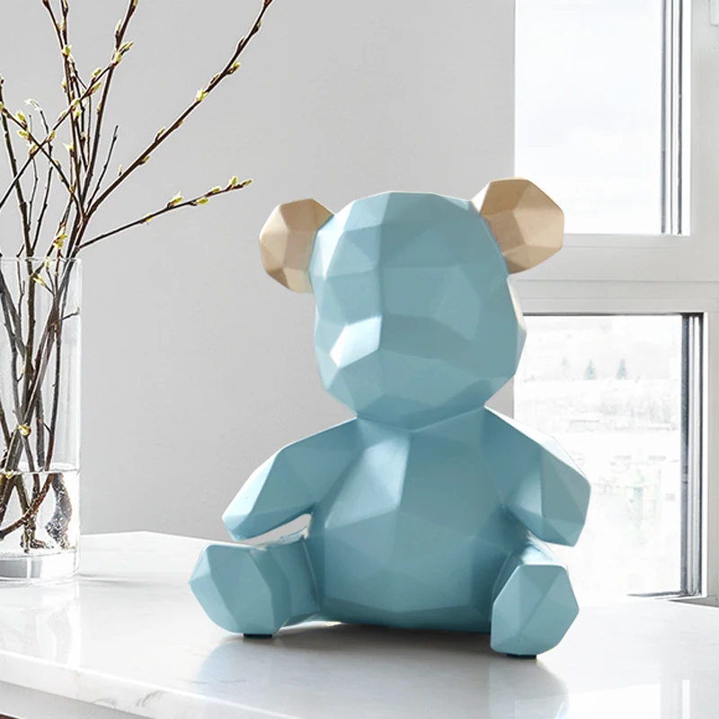 Медведь оригами статуя Геометрические Животные Искусство Скульптура Смолы ремесленника Декор для гостиной L2986