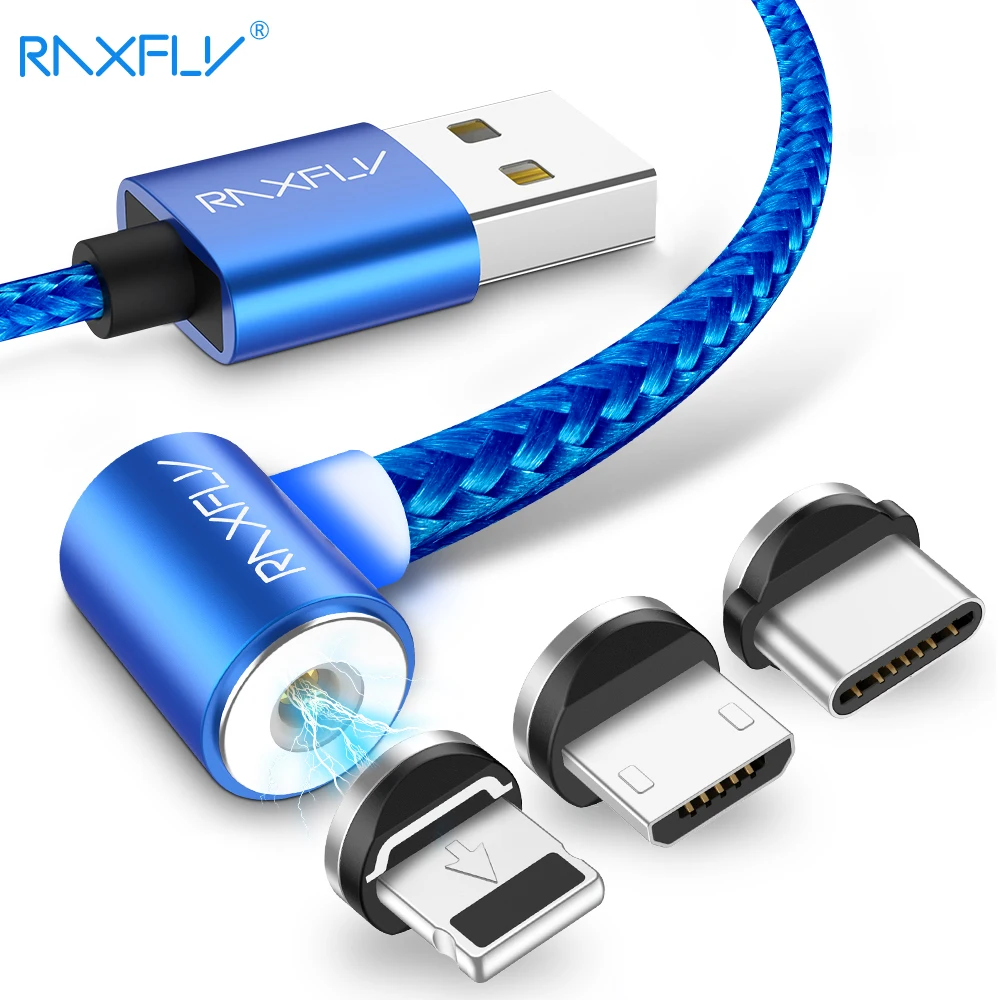 L-TYPE magnética Cable de carga RAXFLY Micro USB tipo C Cable Lightning a USB Cable para iPhone imán Cable cargador para iPhone 6 iPhone 5 7