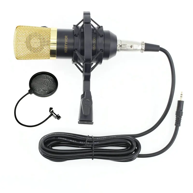 Pop Filter and bm700 BM-700 проводной микрофон конденсаторный микрофон Студийный микрофон с амортизационной подвеской+ nb-35+ поп-фильтр+ звуковая карта+ 48В для компьютера - Цвет: Pop Filter and bm700