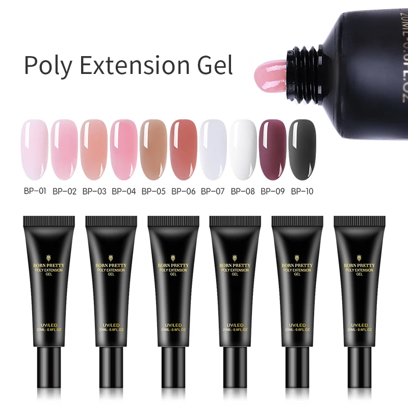  BORN PRETTY 20ml Acryli Poly Nail Gel Pink White Quick Nail Finger Extension Gel Polish Nail Art Ge