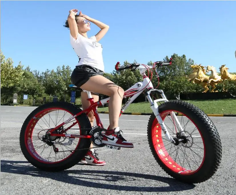 Cheap Snow Bike MTB 26x17" 7 21 24 27 speed double disc mountain Fat Bicycle Suspension Steel Frame 4" Tire aluminum wheel 24kgs 3 Cheap Snow Bike MTB 26x17" 7 21 24 27 speed double disc mountain Fat Bicycle Suspension Steel Frame 4" Tire aluminum wheel 24kgs 3