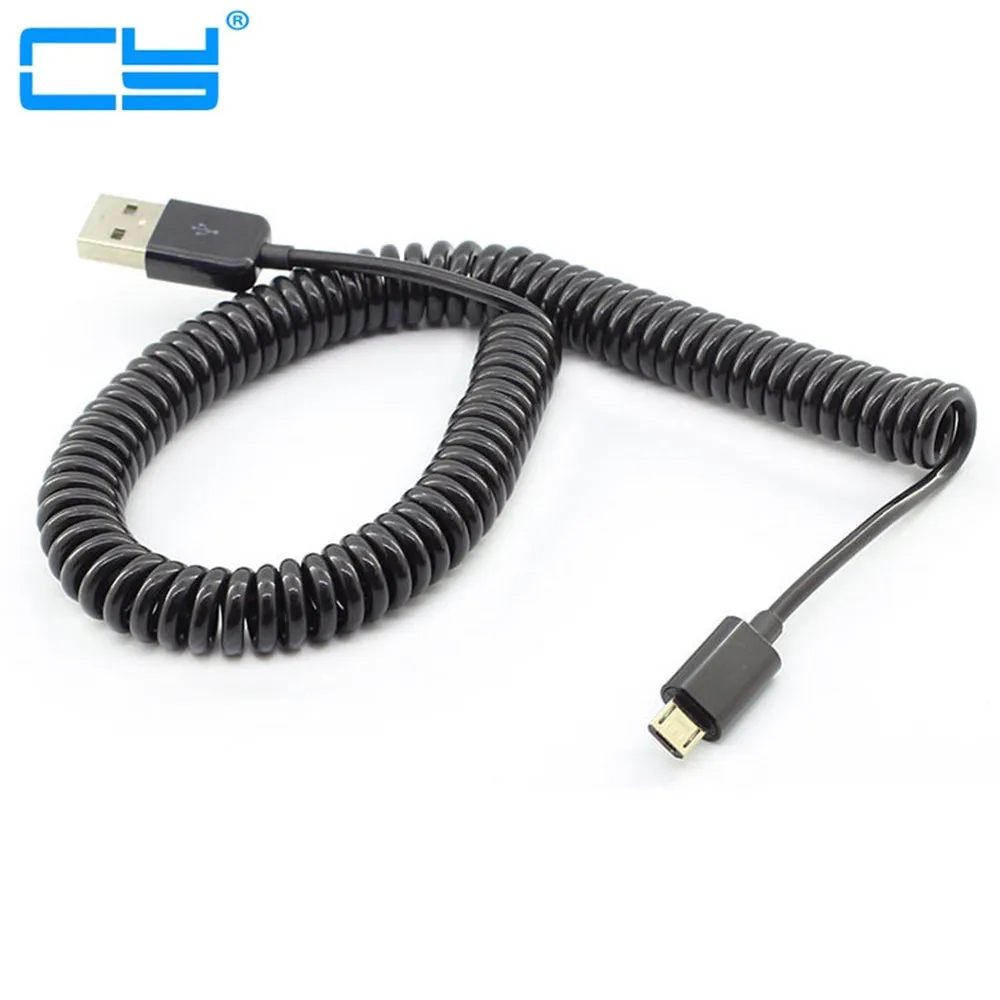 

3M/10FT Micro Usb Spring Coiled Cable Extension portable retractable usb Data Charger Cables for Mobile phone Cord Coiled Cabo