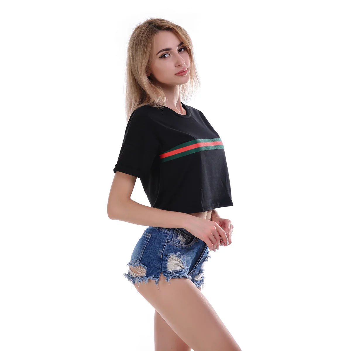 

Summer Trend Crop Top Short Sleeve T shirt For Women Round Neck Sexy Hip Hop Short Coat Top women clothes 2019 camiseta