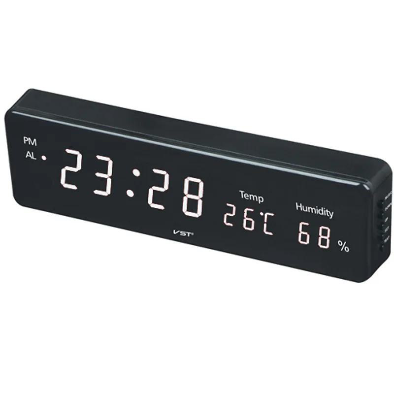 

12/24 Hours Wall Clock ,1.8 Inch Large Number Led Display Temperature Humidity Table Clock EU/US Plug Kids Cube Desktop Clock