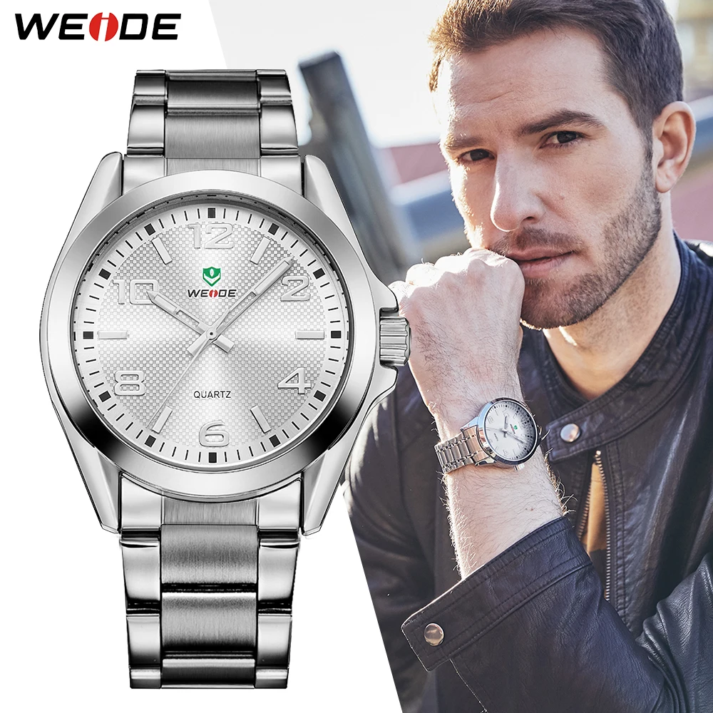 WEIDE Men Sports Watch Business Casual Analog Date Quartz Stainless Steel Strap Wrist watches Relogio Masculino Clock Horloges 