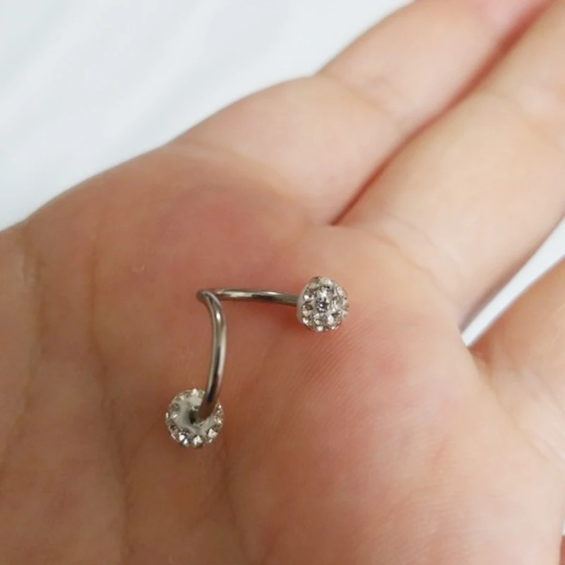 Starbeauty 2 шт. полностью хрустальное кольцо S Labret титановое анодированное спиральное