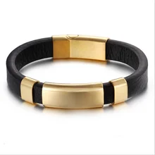 Новые трендовые мужские браслеты, простые классические браслеты из нержавеющей стали, браслеты из натуральной кожи и браслеты для мужчин, ювелирные изделия, подарочные браслеты