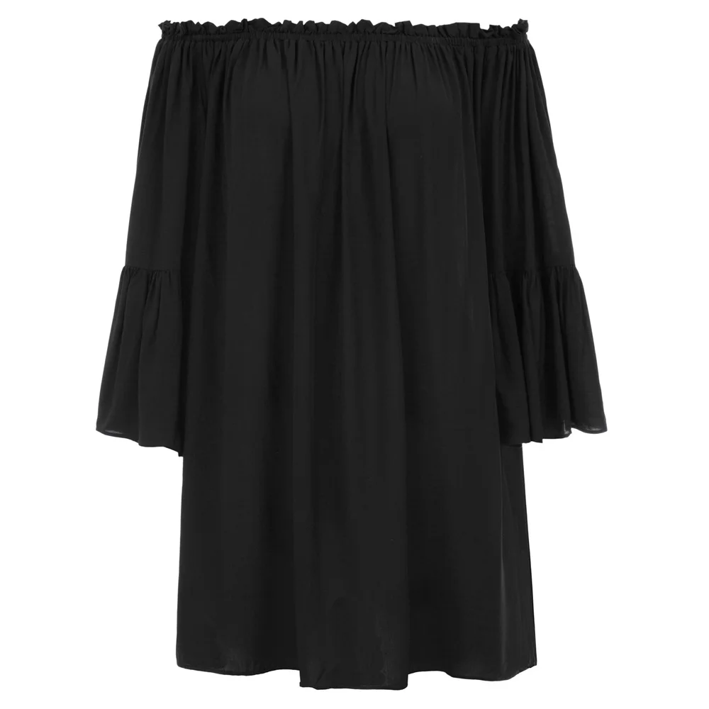 Black Осенняя рубашка из вискозы вечерние Клубные удобные женские длинный рукав-колокол - Цвет: Black