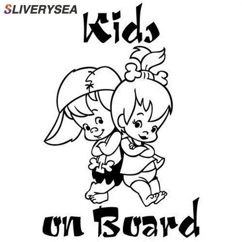 

SLIVERYSEA KIDS ON BOARD Cute Cartoon Warning Car Sticker Window Decoration Vinyl Stickers Decals Car Styling #B1225