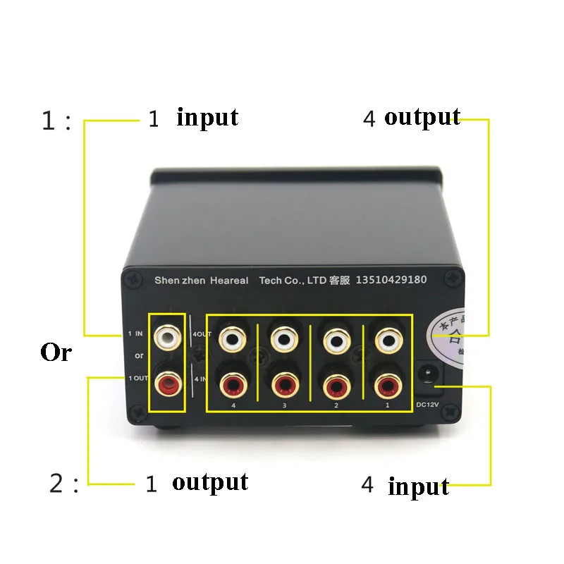 4 входа 1 выход/1 вход 4 выхода двусторонний аудио сигнал 4 канала стерео коммутатор переключатель сплиттер Селектор с RCA AC100V-240V