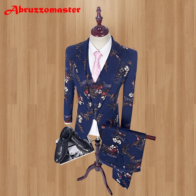2023 moda uomo vestito Shine Patterns Luxury Casual Men Stage