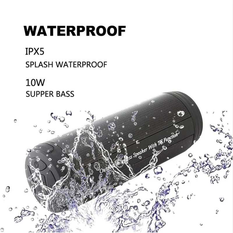 

T3 Portable Wireless Bluetooth Speaker Outdoor Sports Waterproof Speaker Soundbar Subwoofer Support TF Card FM Radio Aux Input