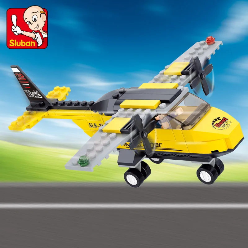 Sluban 110pcs Air Plane Airport T-Trainer Airplane 3D construction action figure Building Block Bricks Set lepin Compatible