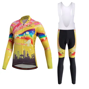

2018 Womens Cycling Jerseys Set Long Sleeves Jersey Pad Pants MTB Bike Bicycle Jacket Sets Shirts Wear Uniforms S-4XL