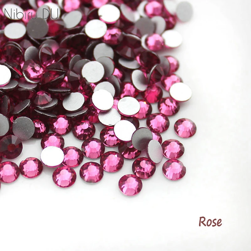 

Super Shiny SS3-SS34 Rose Red Glitter Non Hotfix Opal Color 3D Nail Art Decorations Flatback Rhinestones Strass Stones
