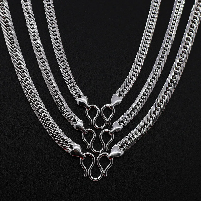 

S925 silver three button man car cost side chain Jewellery chain link rail double chain euramerican fashion male model