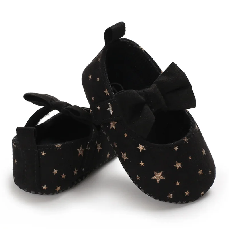Sundae Angel/Обувь для маленьких девочек; обувь на шнуровке с бантом-бабочкой; нескользящая хлопковая ткань; обувь для новорожденных девочек; обувь для малышей - Цвет: Черный