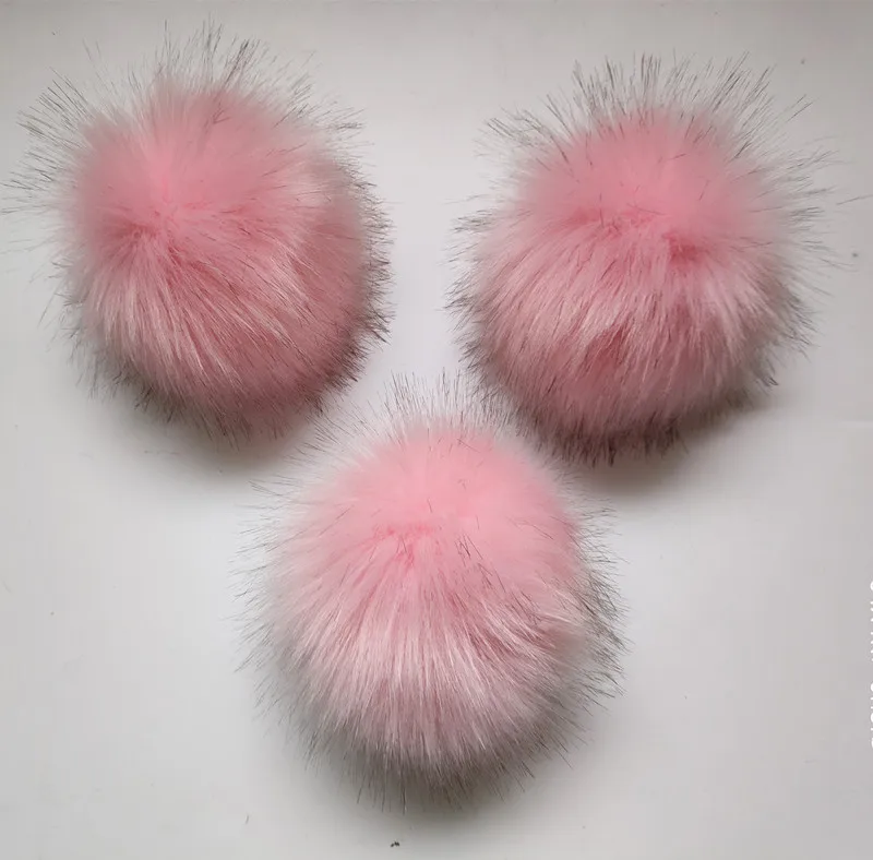 

Hot Fluffy 10-12cm Pink Polyester Fur pom poms For Knitted Hats Skullies Artificial Fur Ball Pompoms Clothes Accessories