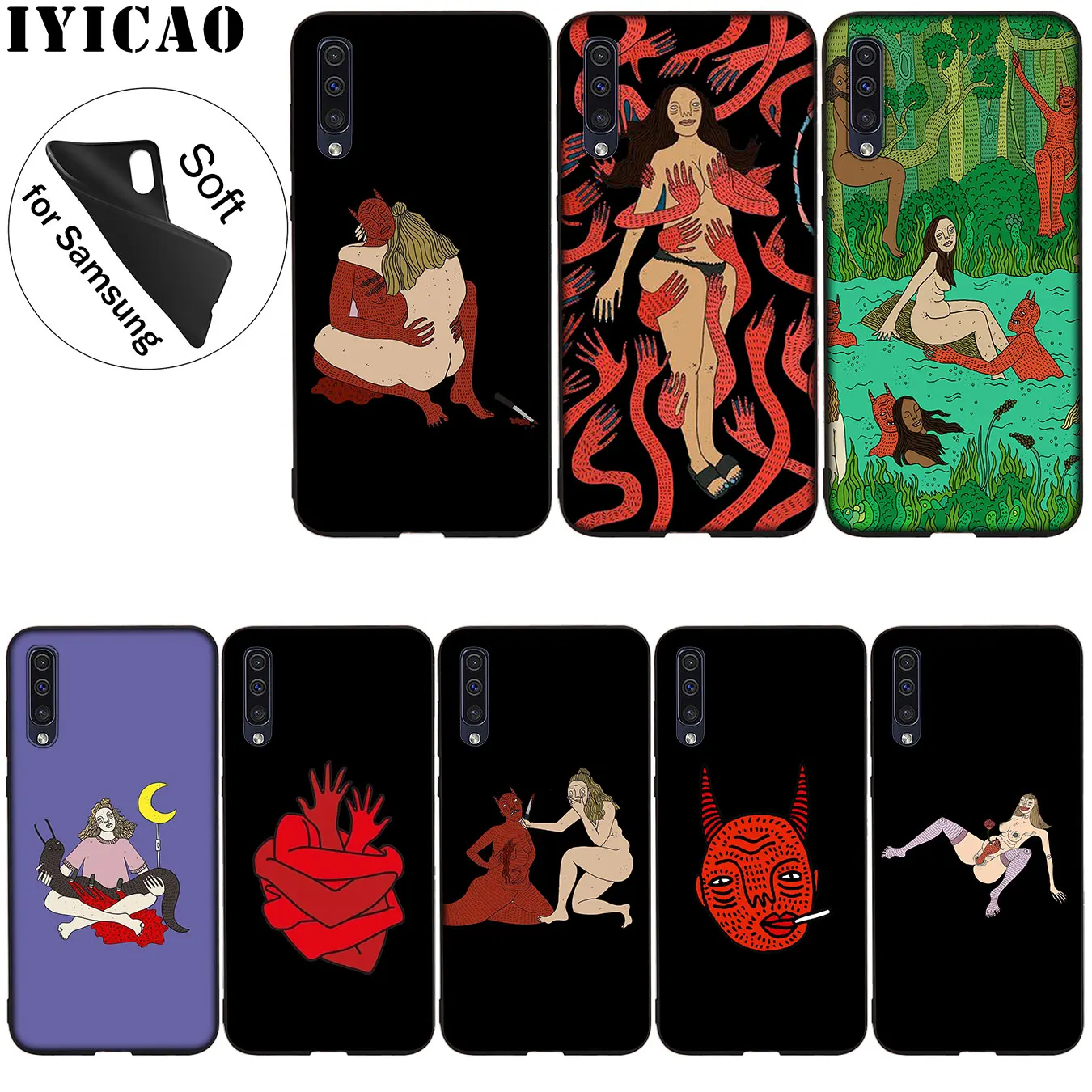 

IYICAO polly nor funny Soft Silicone Case for Samsung Galaxy A70 A60 A50 A40 A30 A20 A10 A50S A40S A30S A20S A10S Black Cover