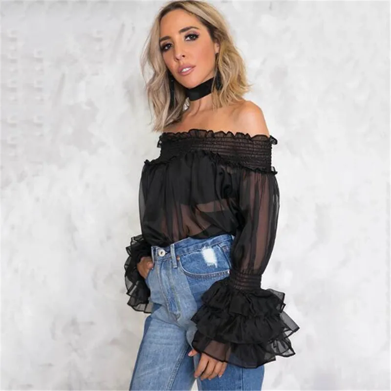 transparent off shoulder top
