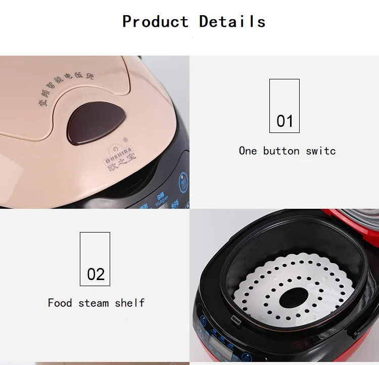 PTC Интеллектуальная Мини рисоварка электрическая микрокомпьютерная антипригарная нано сотовая кастрюля умная рисоварка и Пароварка 1.2л
