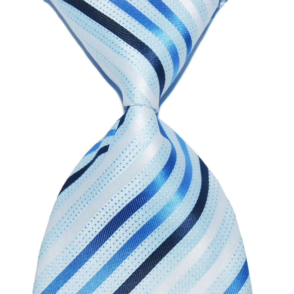 Полосатый галстук подарок для мужчин шелковые галстуки 10 см ширина модная официальная одежда бизнес жаккардовый тканый костюм Свадебная вечеринка Рождество - Цвет: Светло-голубой