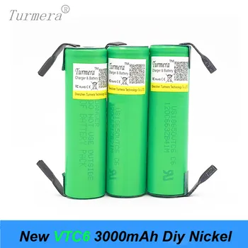 

VTC6 3.7V 3000mAh 18650 Li-ion Battery 30A Discharge US18650VTC6 Tools e-cigarette batteries+DIY Nickel sheets for screwdriver