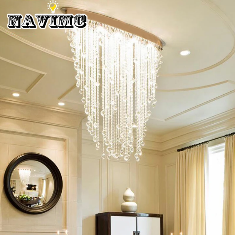 

Elegant Oval Curtain Style Luxury Modern LED Crystal Chandelier for Living Room Restaurant Hotel